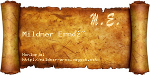 Mildner Ernő névjegykártya